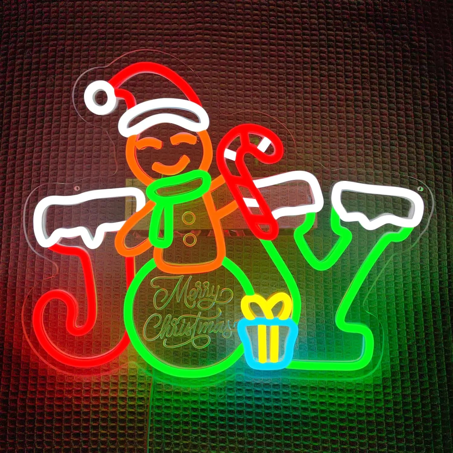 Insegna al neon di pan di zenzero di Natale che intaglia luci dimmerabili di omino di pan di zenzero decorazione da parete per la festa di festa di gioia casa bar festival