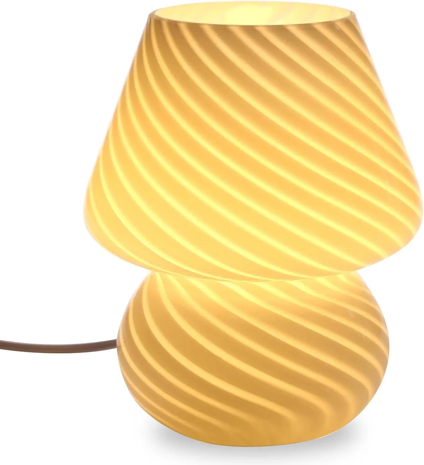 Lampada a fungo Lampada da tavolo in vetro Luce notturna traslucida in stile Murano a strisce bianche per l'arredamento della camera da letto dei bambini