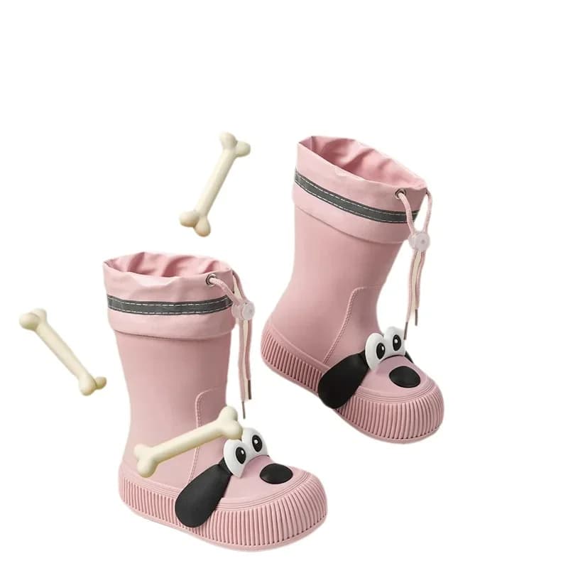 2025 Nuove scarpe da pioggia per bambini carine Nuovo simpatico cartone animato per bambini Stivali da pioggia morbidi in PVC peluche quattro stagioni impermeabili per esterni