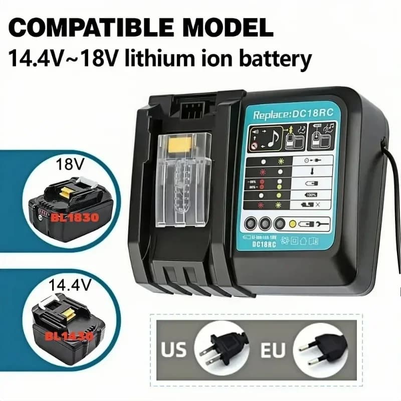Nuova Batteria Makita 18V con Caricabatterie, Ricaricabile agli Ioni di Litio per BL1850 BL1880 BL1860B LXT400, Utensile Elettrico