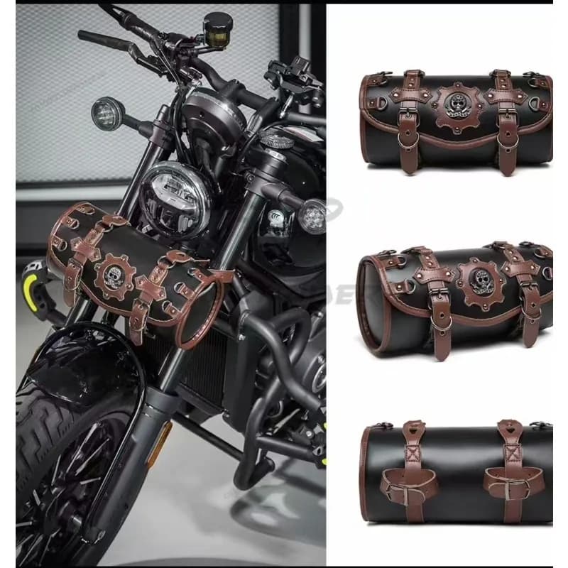 Front rear seat bag with side suspension for retro motorcycle Backpack with PU leather waterproof knight bag