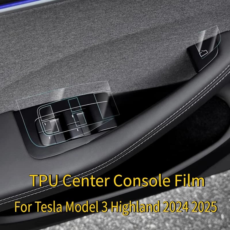 Pellicola protettiva trasparente in TPU per Tesla Model 3 Highland 2024 2025 Pellicola per pulsanti per porte e finestre per auto Accessori interni modificati
