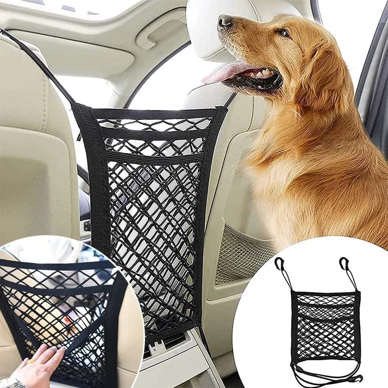 Barriera per rete per auto per cani Barriera di sicurezza da viaggio per animali domestici Recinzione per sedile posteriore per auto Anti-collisione per bambini e animali domestici con custodia