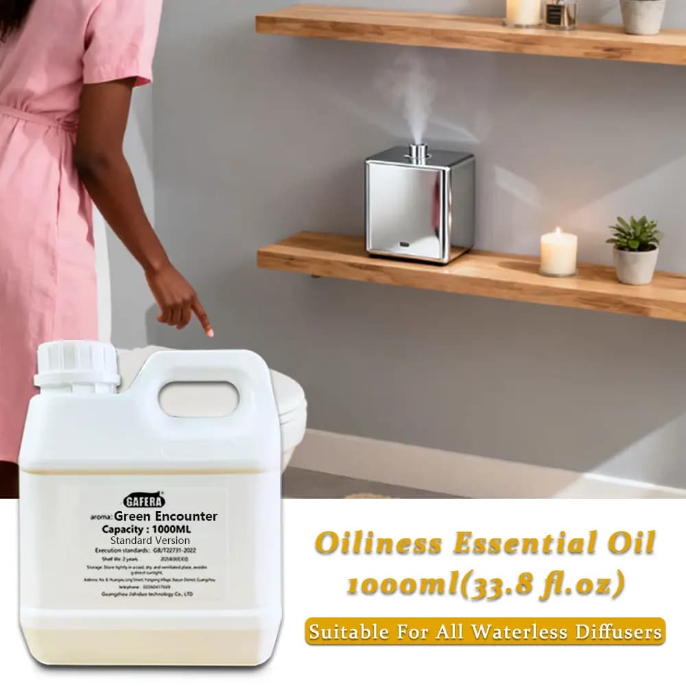GAFERA 1000ml (33.8 fl.oz) Oli Essenziali Green Encounter/Rose - Per Tutti i Diffusori Senza Acqua, Olio Aromaterapico di Ricambio per Diffusore