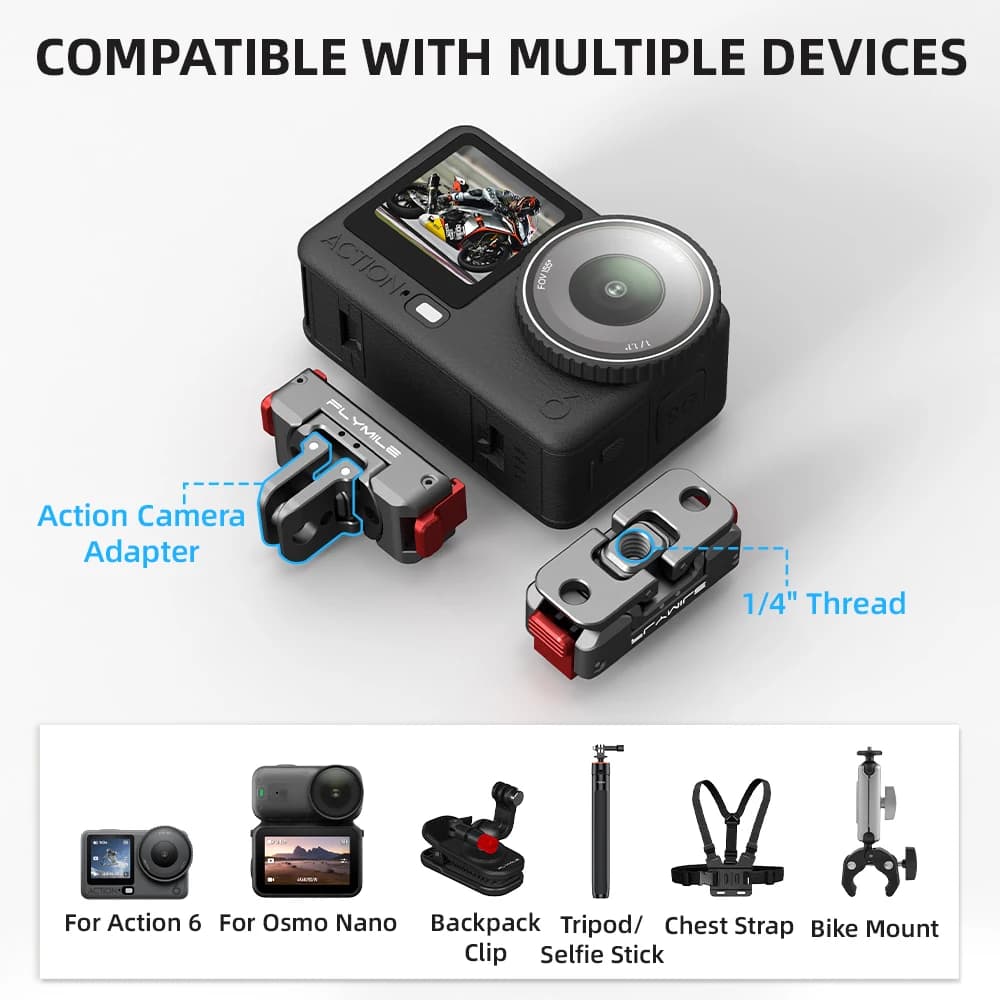 Rotating Magnetic Mounting Base for DJI Osmo Action 6/Nano, Quick Release Metal Folding Adapter, Lightweight