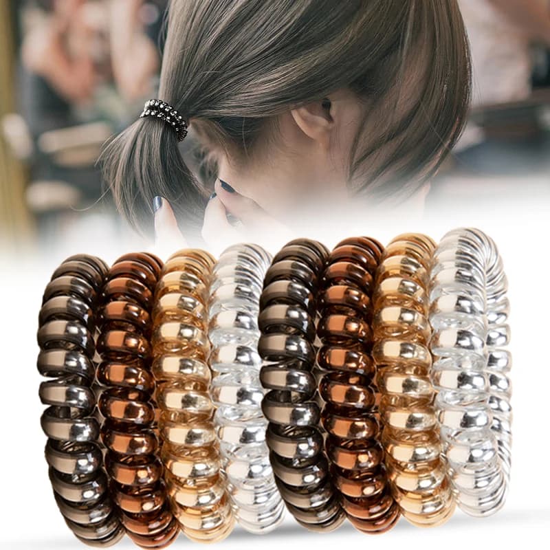 4 pz/set filo telefonico cravatte per capelli donne ragazze tinta unita elastici per capelli spirale spirale elastici coda di cavallo accessori per capelli
