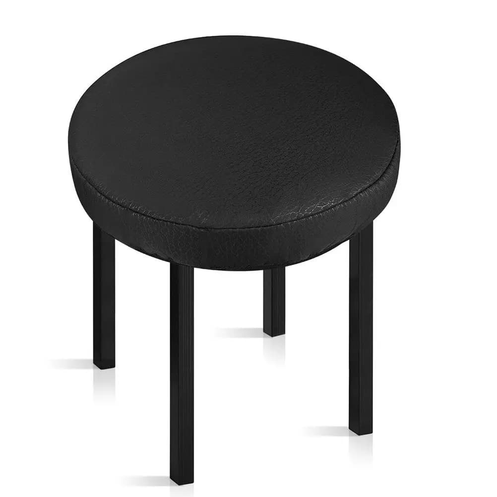 2 Pezzi Coprisedia Rotondo Elasticizzato Nero in Tessuto di Cotone con Fondo Antiscivolo e Fascia Elastica, Coprisedia Rotondo per Ufficio, Casa, Caffetteria