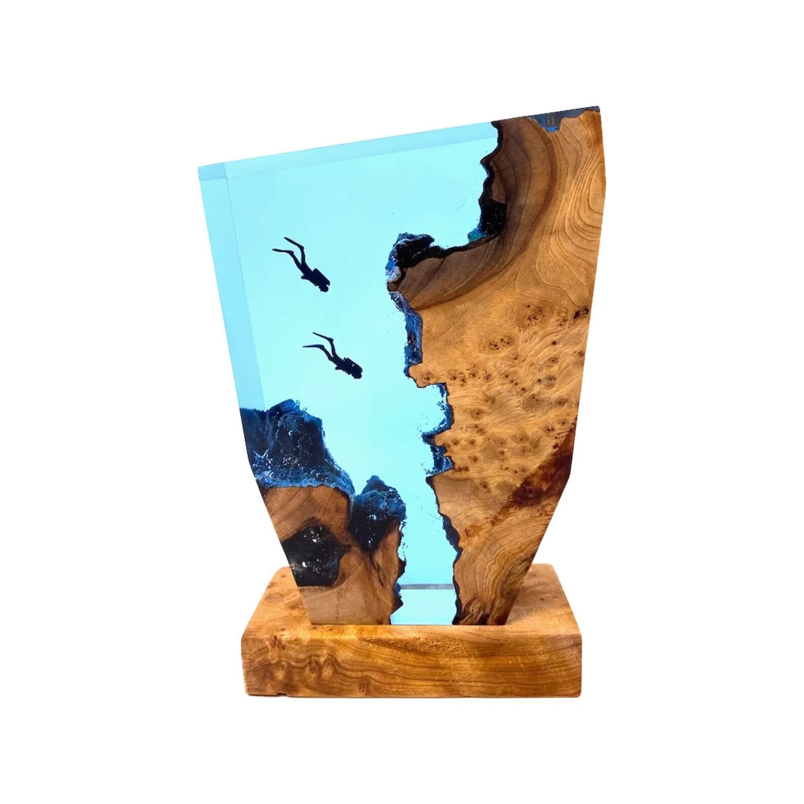 Epoxy Resin Sleep Lamp Scuba Diving Ocean Epoxy Night Lamp USB Port Art Ornaments For Office Bedroom Decor Gift Luminous Toys
