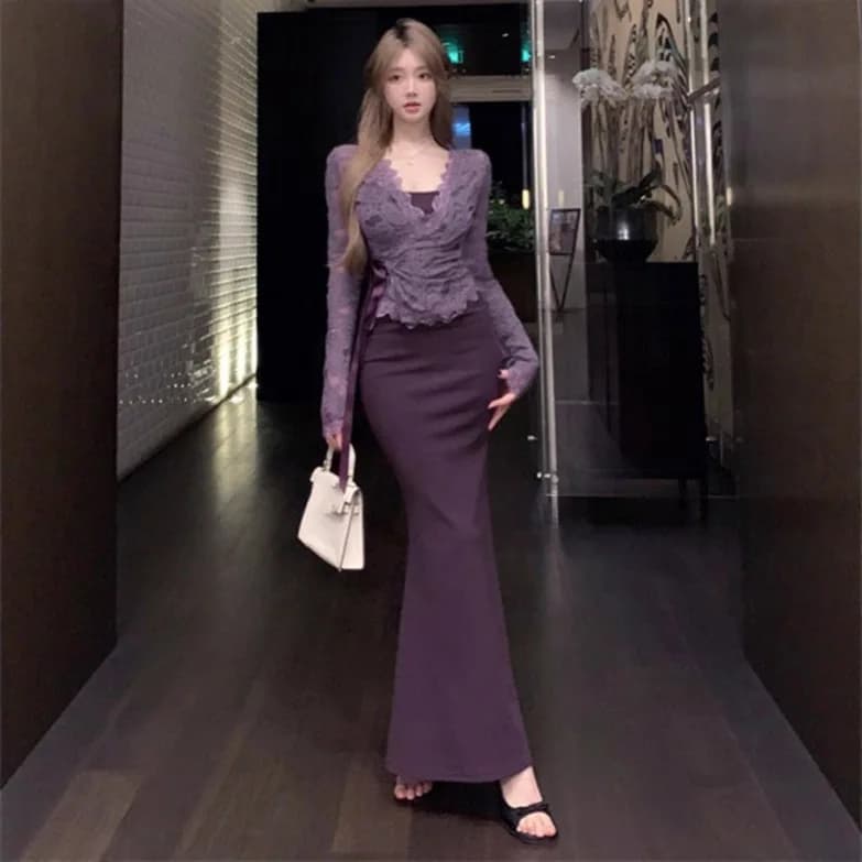 Sexy Top in Spicy Girl Style Pizzo with Siren Gonna, Set Two Pieces Unique and Splendid for the Autumn Start