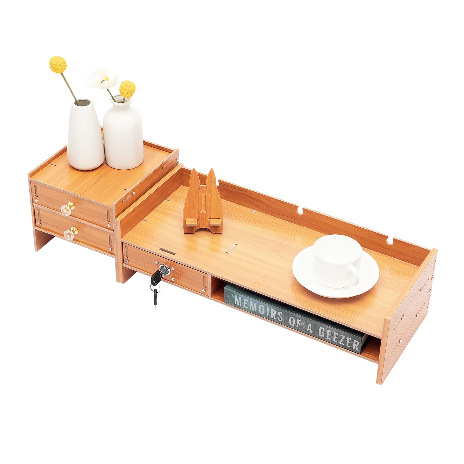 Supporto per Monitor da 5kg in MDF con Cassetti, 18.9*7.9*5.3in, per Studio e Ufficio