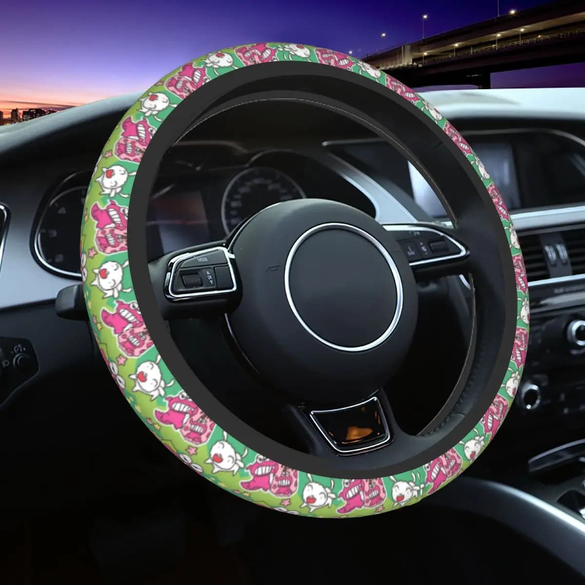 Coprivolante Morbido Crayon Shin-chan Chocobi, Protezione Universale per Volante 14.5-15 Pollici, Accessori Auto