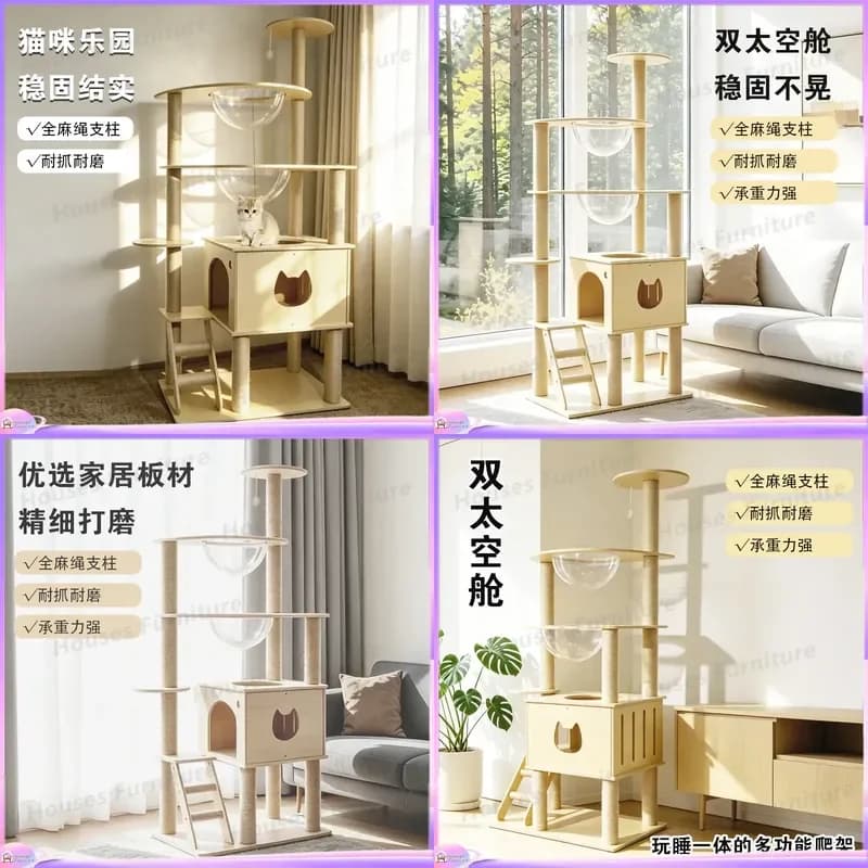 Large Multifunctional Cat Tree with Condo Hammock Scratching Posts and Perches for Indoor Cats Luxury Multi Tier Climbing