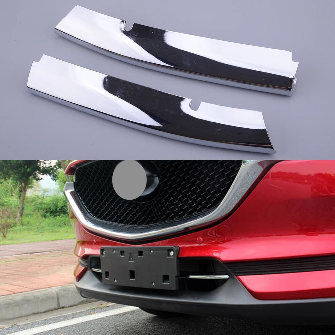 2 pz Chrome Paraurti Anteriore Inferiore Griglia Imbottiture Copertura Trim ABS Misura Per Mazda CX-5 2017 2018 2019 2020