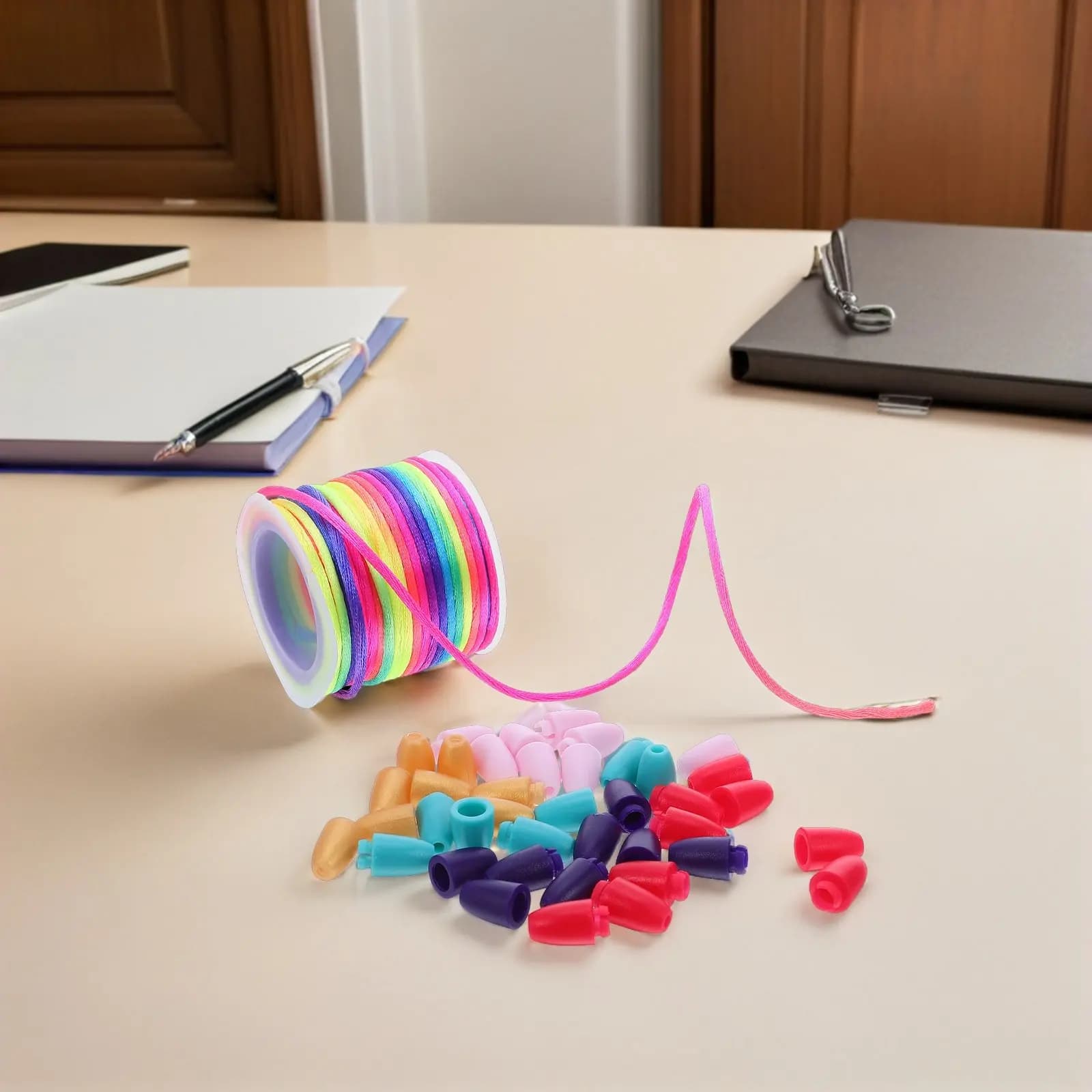 Set di Connettori a Barilotto con Chiusura di Sicurezza Staccabile e Cordino in Nylon Vibrante da 10M per Collane, Bracciali e Cordini Fai-da-Te