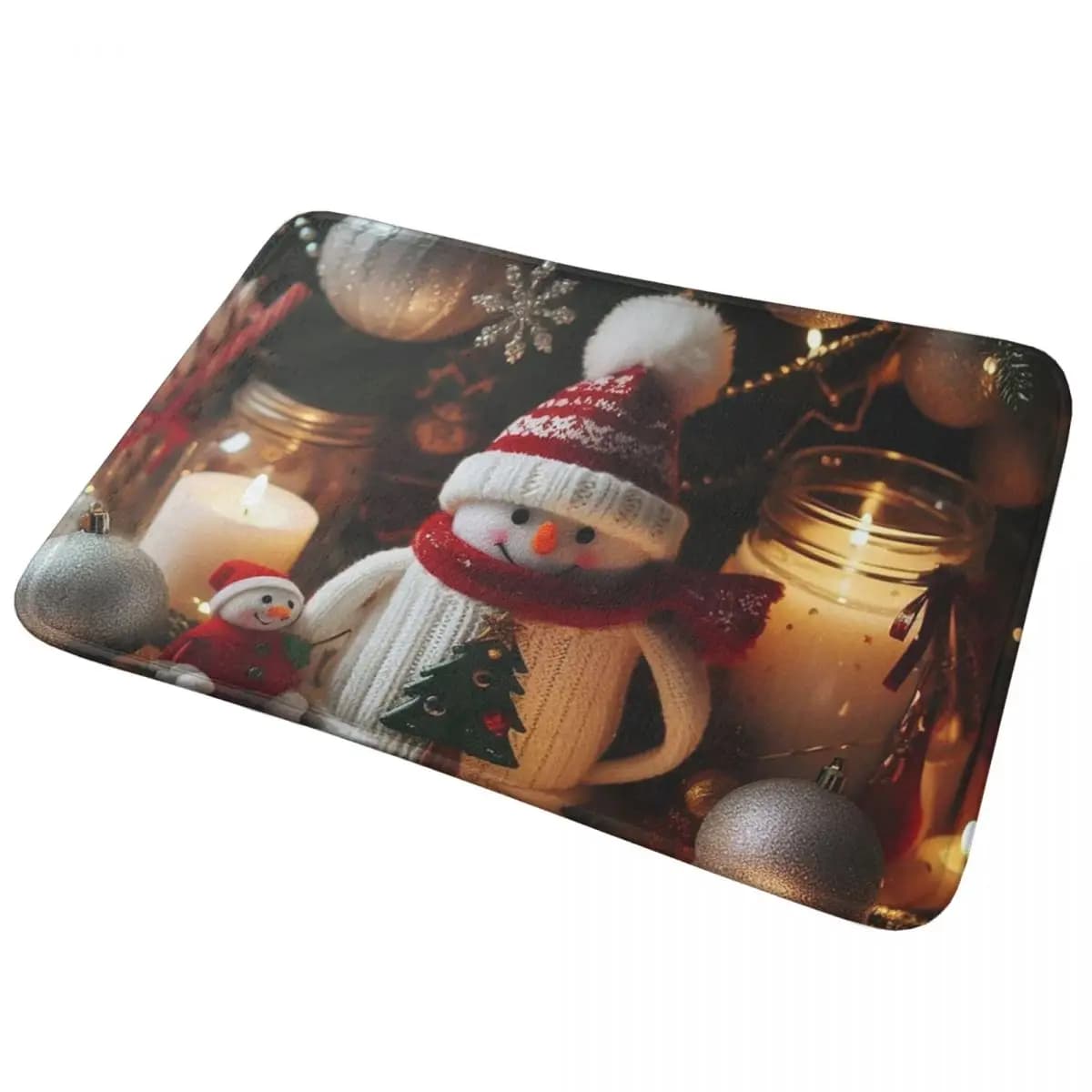Pupazzo di neve di Natale con cappelli di Babbo Natale Design zerbino antiscivolo Tappetino per ingresso cucina Tappetini per camera da letto di casa