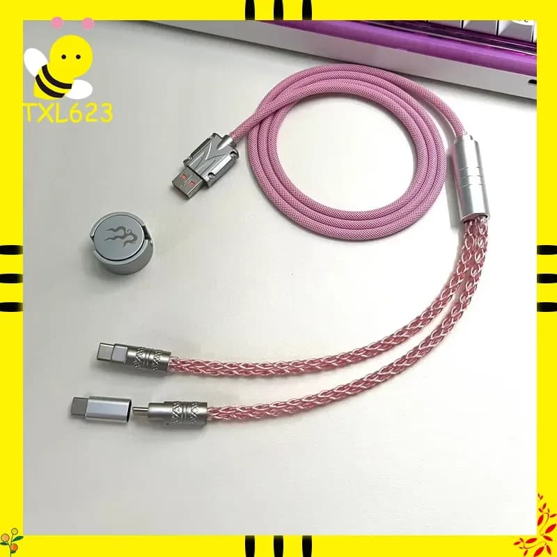 8k Magnetic Control Lighting Supports Dual 1 in 2 Type-C Magnetic Axis Keyboard Cable Mechanical Keyboard Cable Usb to Type C