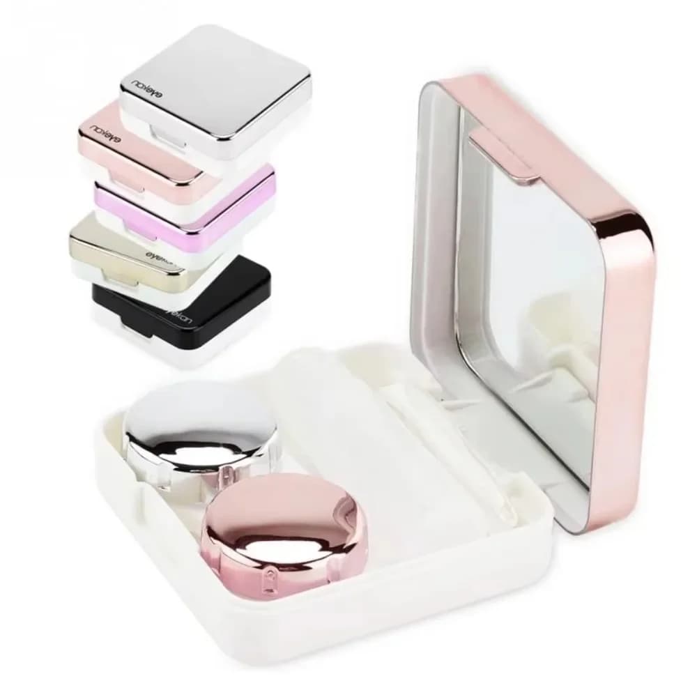 Custodia per lenti a contatto Scatola contenitore per donne Specchi per trucco riflettenti Kit da viaggio adorabile Lente per occhi Scatola per ciglia finte con specchio Nuovo