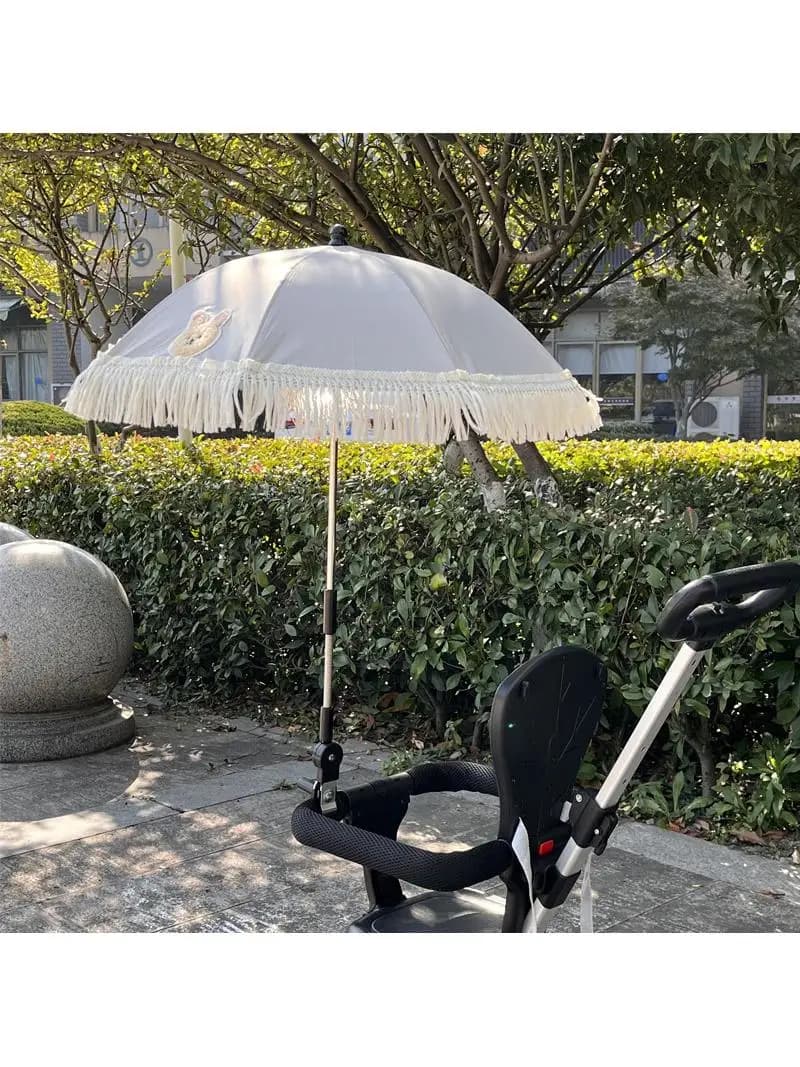 Ombrello Parasole per Passeggino da Esterno, Protezione UV Antipioggia, Ombrello per Bambini con Supporto, Impermeabile per Passeggino e Marsupio