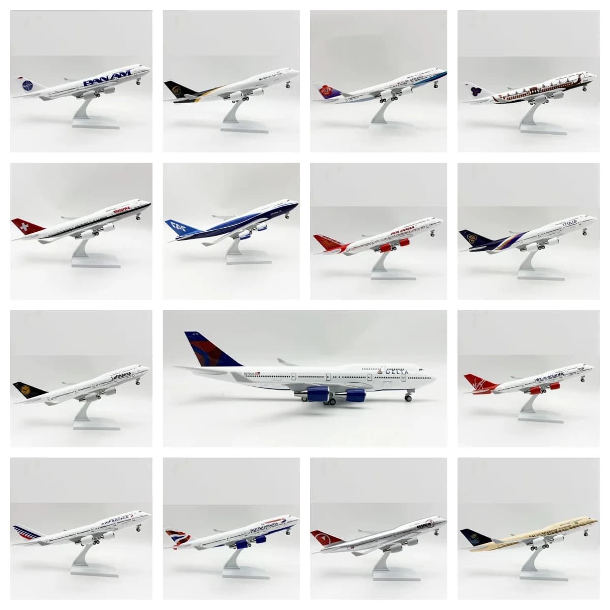 30cm Scale Plane 1/250 B747 Series Model Airplane Toy Resin Diecast Airplanes Building Kit (With Stand) Aviation Toys for Boys