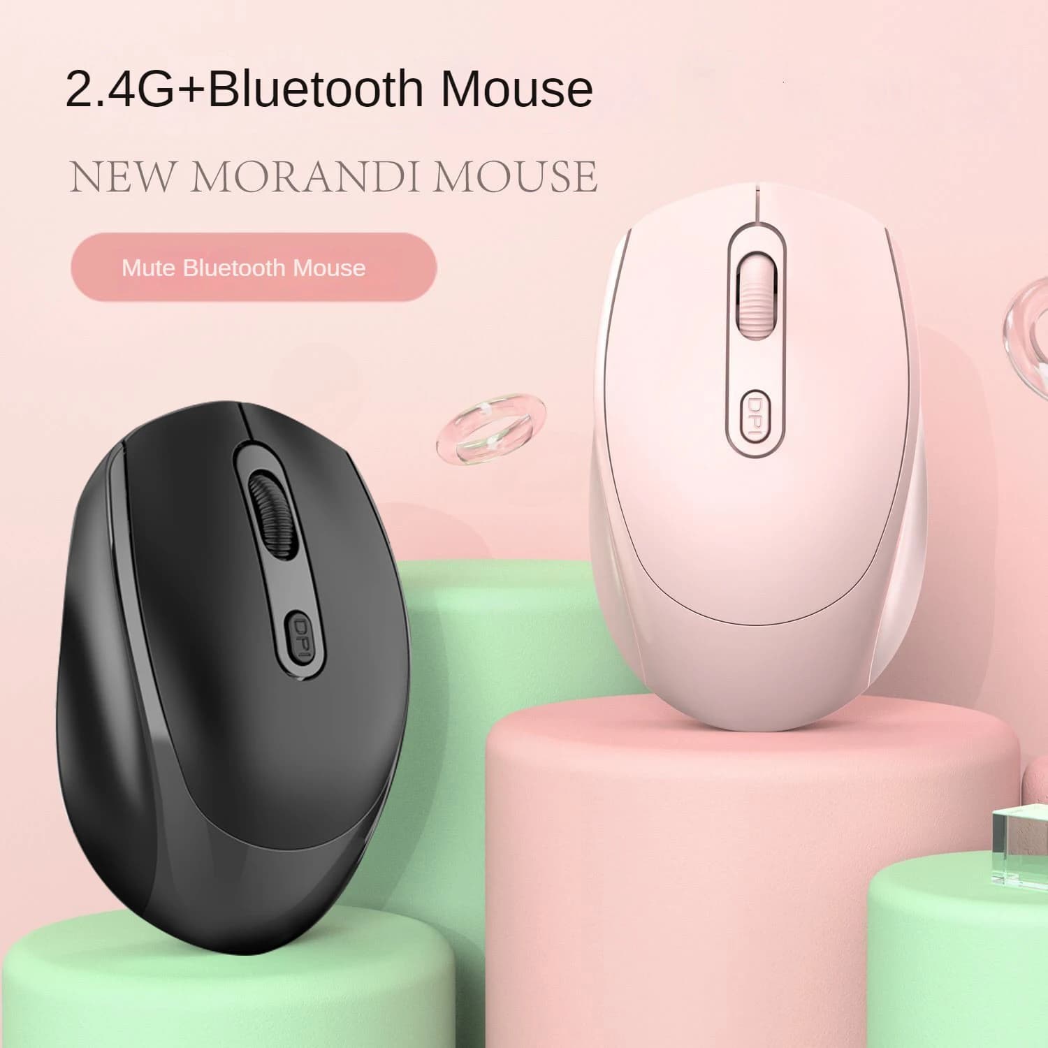 Mouse Wireless Bluetooth Ricaricabile per Computer e Laptop, Mouse da Gaming 2.4G Ottico Dual Mode con Lunga Durata della Batteria per Win7, Mac e Android