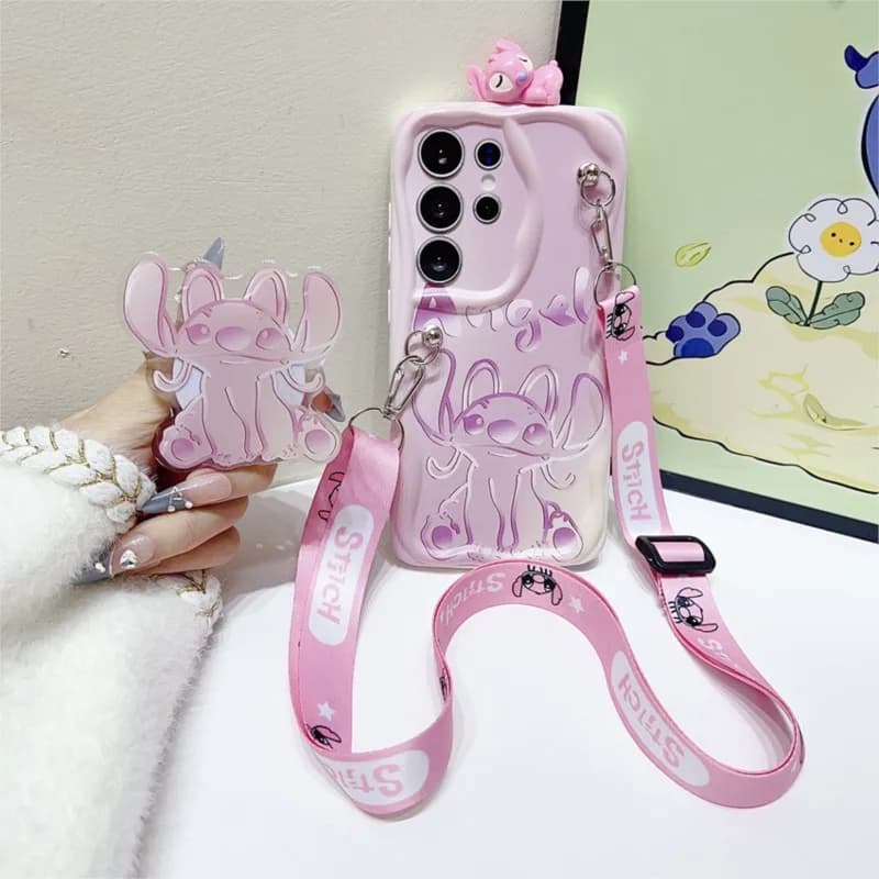 Per Samsung Galaxy A52 A52s A55 A73 A36 A26 A17 A03 Note 20 10 Plus Custodia a forma di ciuccio con cordino e supporto