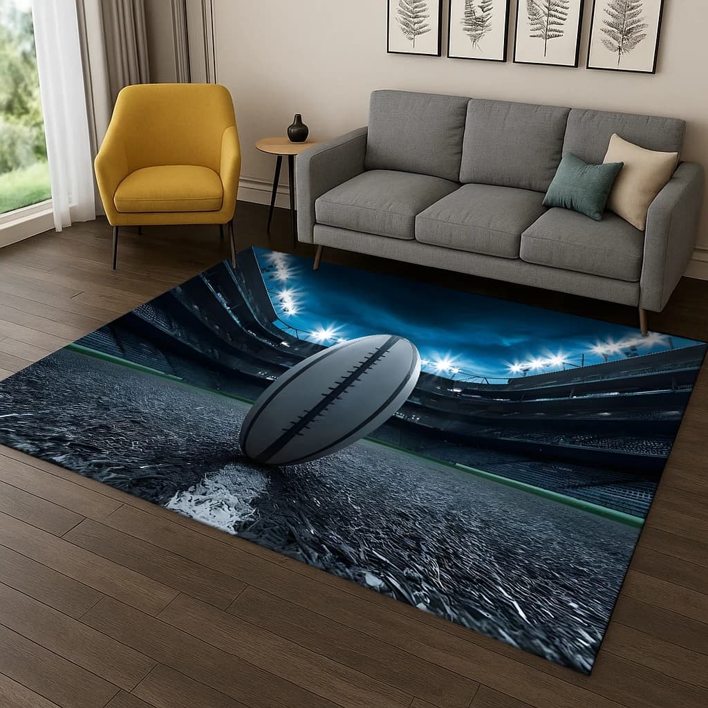 3D Rugby Field Rugby American Football Mat Bedroom Mat Living Room Sofa Zerbino Decor, Children's Anti-slip Mat Playma Game