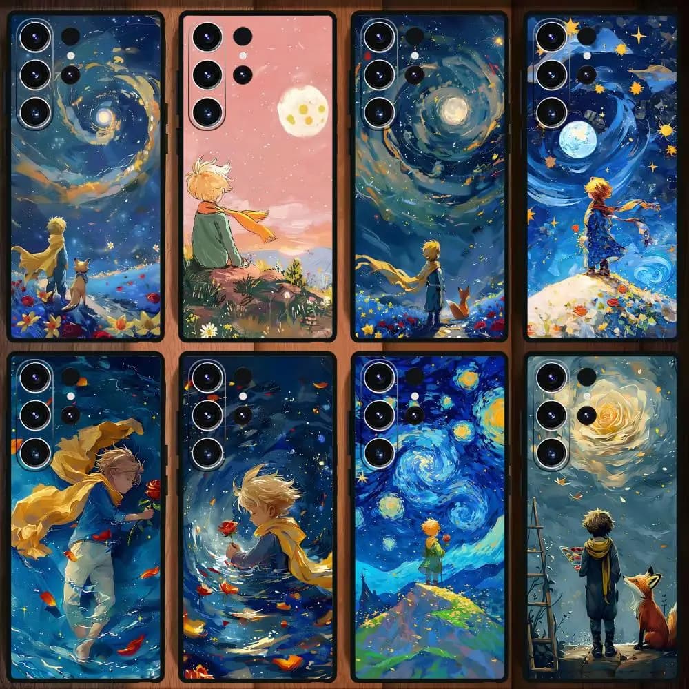 anime The Little Prince Phone Case For Samsung Galaxy S25 S24 S23 S22 S21 S20 Plus Ultra Note20 Soft Black