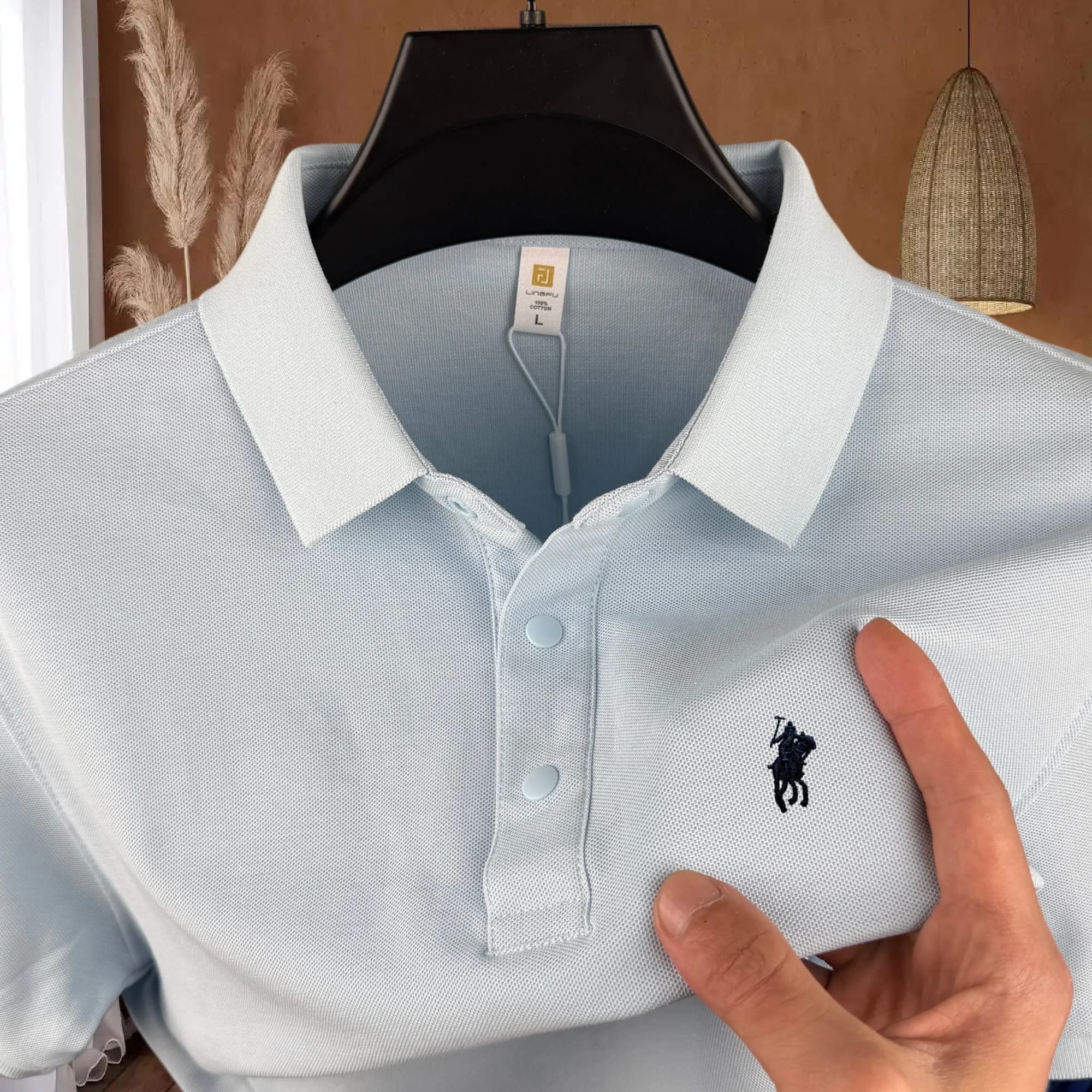 Polo da uomo a maniche corte 100% cotone puro di alta gamma, collezione estate 2026, lusso e moda, con ricamo pony, top da golf, t-shirt casual