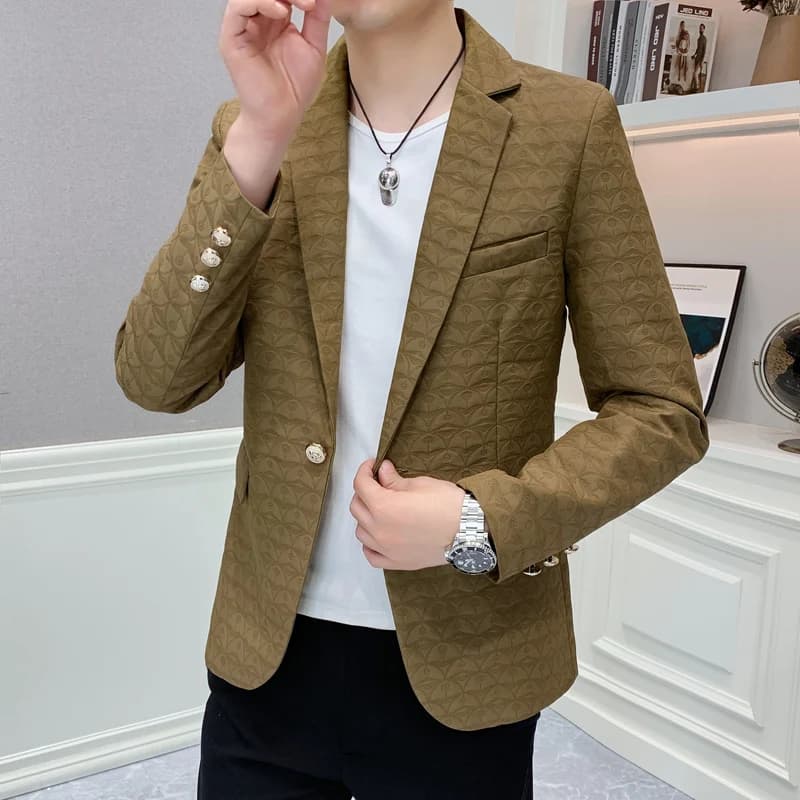 Casual Tailored Men's Jacket Korean Style Slim Fit Trendy Single-Breasted New Model Versatile Men's Fashion Casual Suit