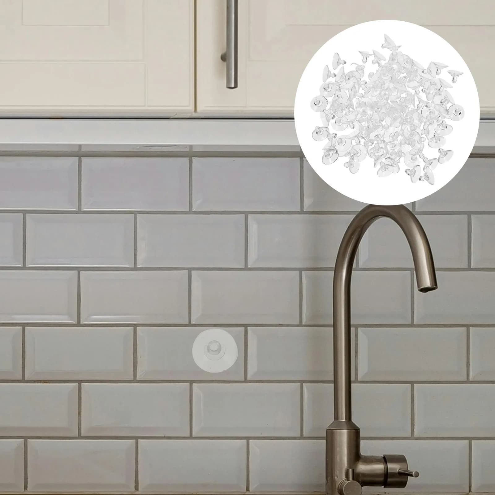 100 Pezzi Ganci a Ventosa Trasparenti per Tavoli in Vetro, 19mm, Forte Adesione, Ventose per Finestre, Piani di Lavoro, Cucina, Bagno