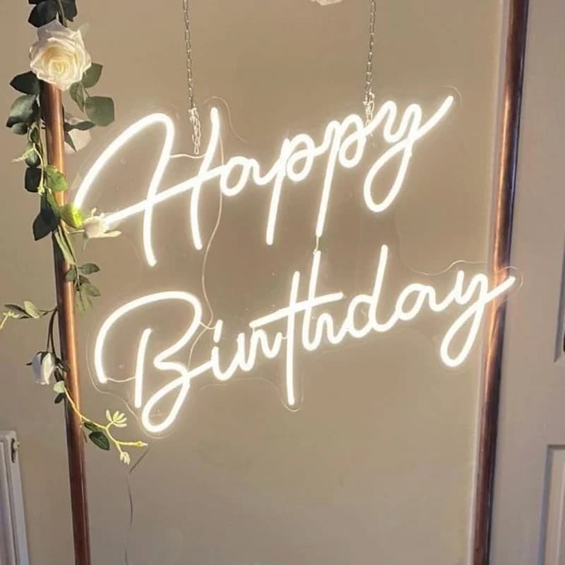 Insegna al Neon 'Happy Birthday' con Luci LED USB, Decorazione per Feste di Compleanno, Arte da Parete, Luce Notturna per Stanza, Bar, Club, Regalo Personalizzato HBD
