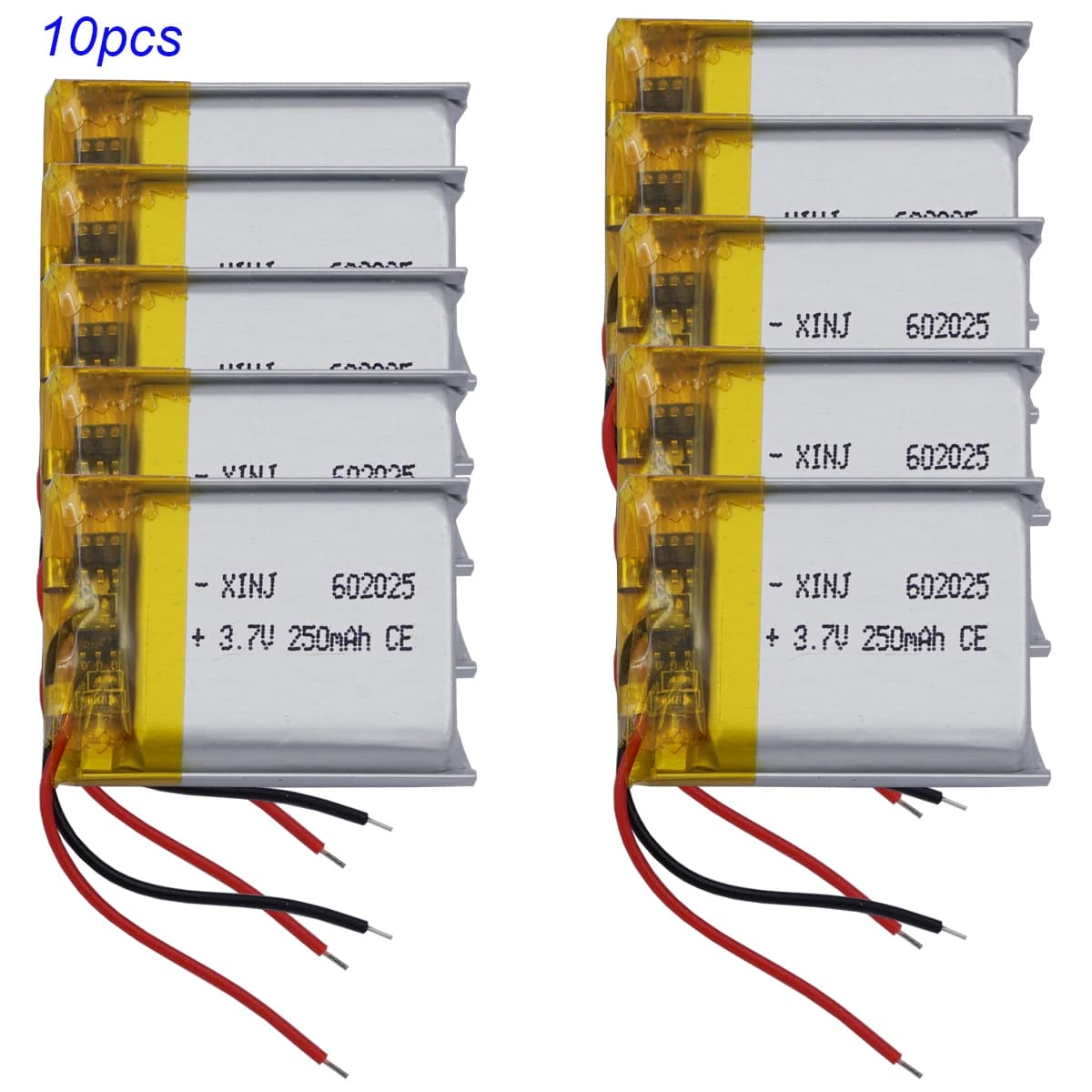 10 pz 3.7 V 250 mAh 0.92 Wh Batteria Lipo di Ricambio Ricaricabile Per Orologio Sat Nav Altoparlante Bluetooth LED registratore di guida 602025