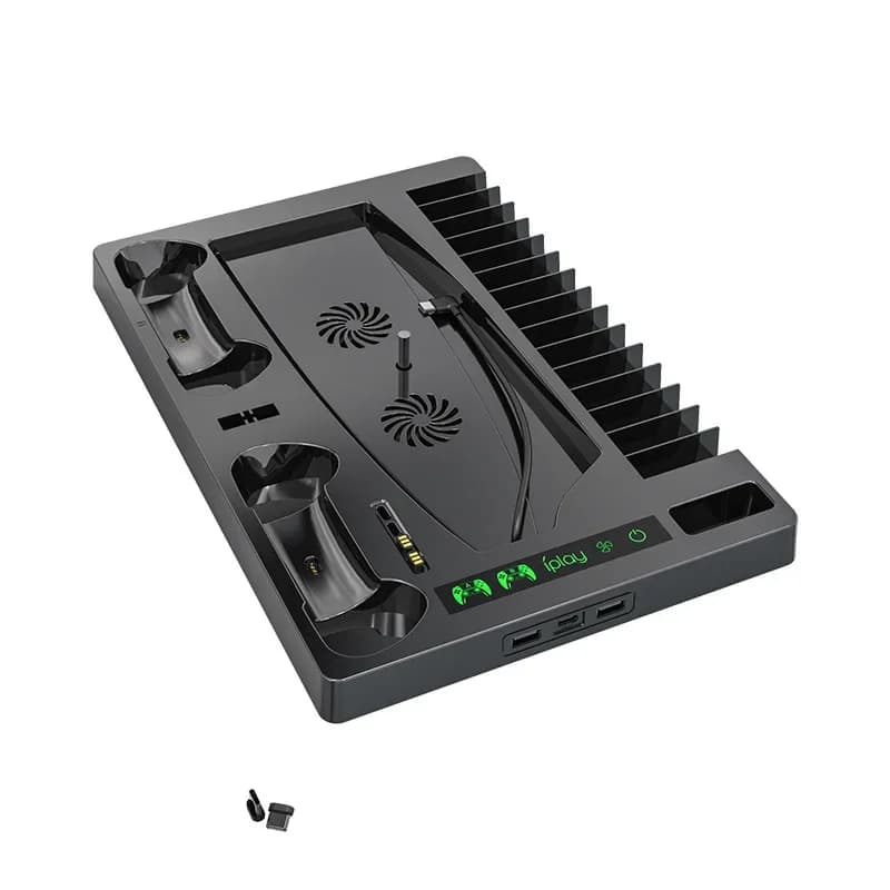 HBP-271 Per stazione di raffreddamento del supporto Ps5 con ventola di raffreddamento Caricatore per controller doppi per accessori Playstation 5 Game PS5
