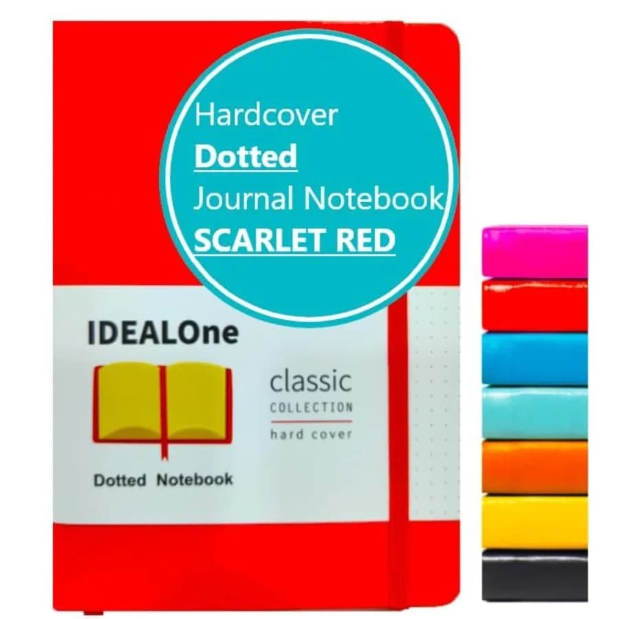 Dotted Hardcover Leather Notebook Journal Work, Home, School, 5.7 x 8 Inch, 7mm wide, 160 Pages, 100GSM, with Elastic Band and