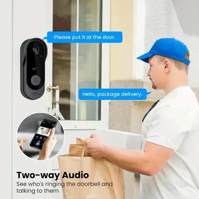 Nuovo Campanello con Telecamera WIFI, Videocitofono HD, Campanello Wireless da Esterno Impermeabile, Protezione di Sicurezza, Visione Notturna IR, Casa Intelligente