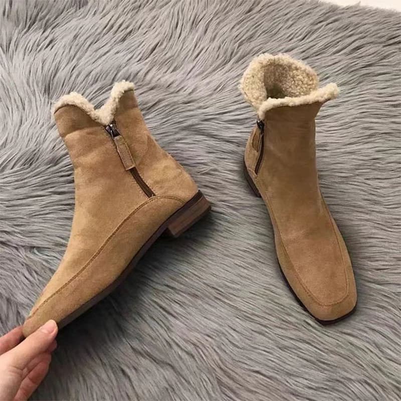 Stivali da neve in pelliccia da donna Scarpe sportive basse Stivaletti in peluche caldi 2025 Tendenza invernale Sneaker Zip Stivali Chelsea Walking Mujer Zapatos
