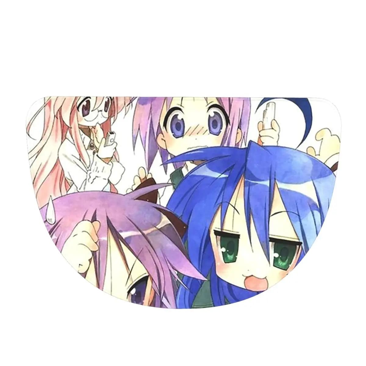 Lucky Star Anime Soft Flannel Half Round Doormat Non Slip Bathroom Mat Absorbent Floor Carpet for Garage