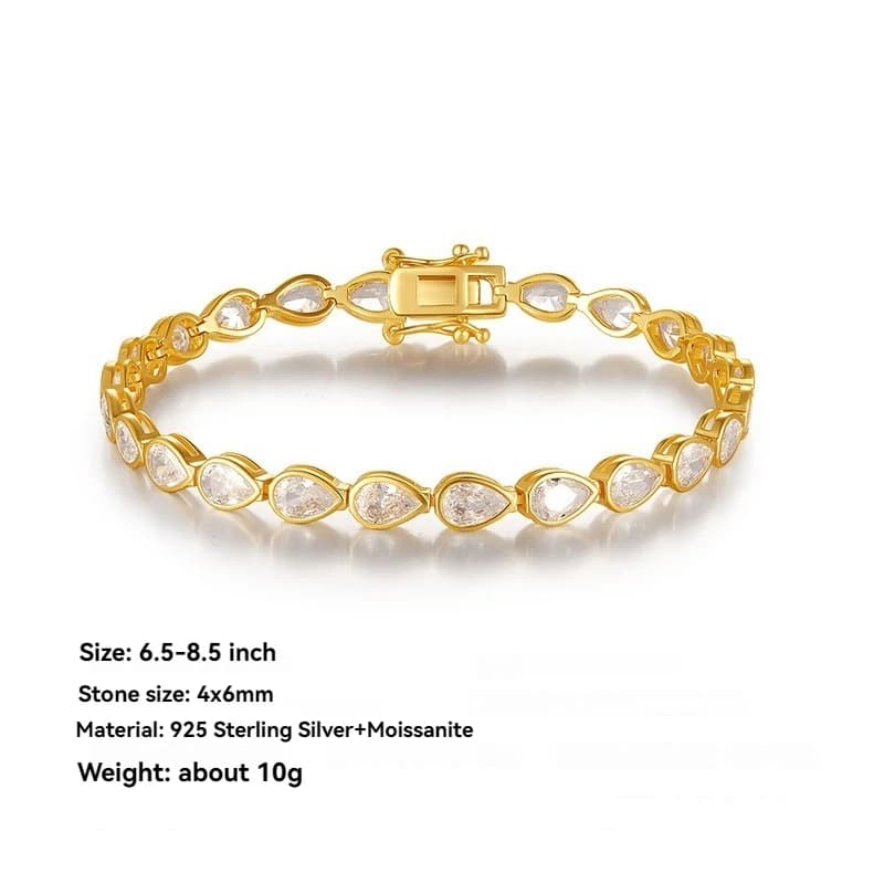 Bracciale da donna in argento sterling 925 colore D 4x6mm Moissanite - Bracciali da sposa placcati in oro e gioielli da sposa di fidanzamento