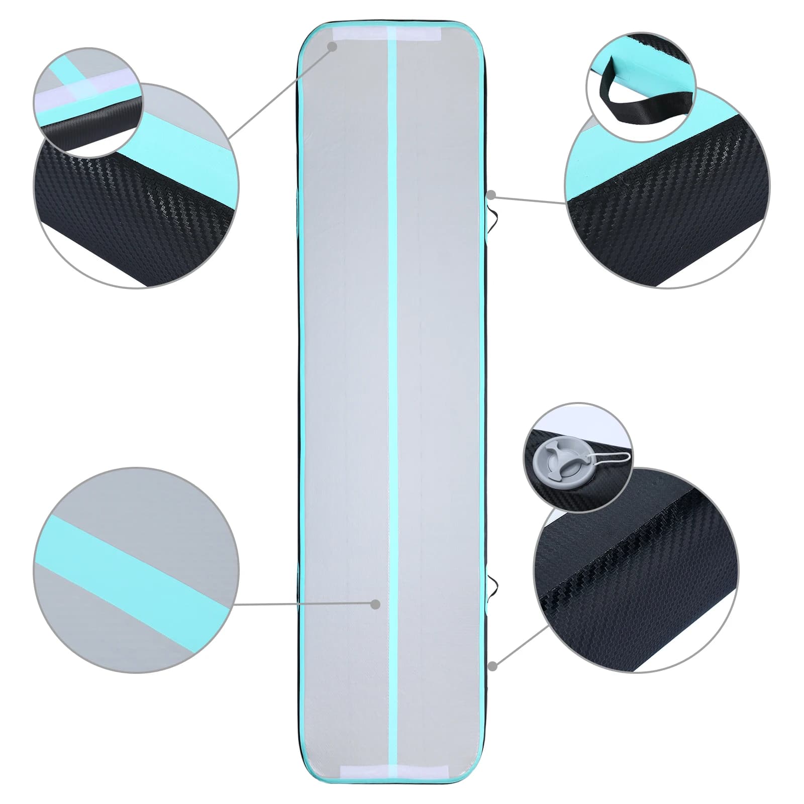 Inflatable Gymnastics Mat with Air Track with Cheerleader Mat for Yoga Training with Air Pump for Home Use