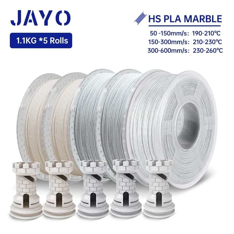 JAYO PLA 5 rolls Filament 3D PLA 1.75MM marble printer for 3D FDM 3D printing material with high speed marble structure