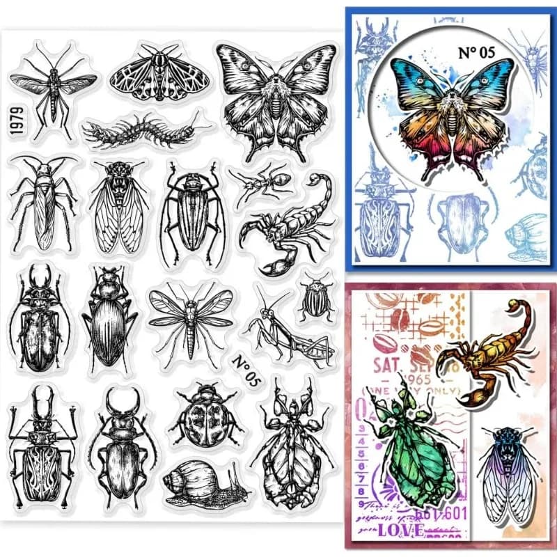 1pc insetti timbri trasparenti per scrapbooking fai da te farfalle collezione libellula timbro in silicone sigilli timbri trasparenti per carte