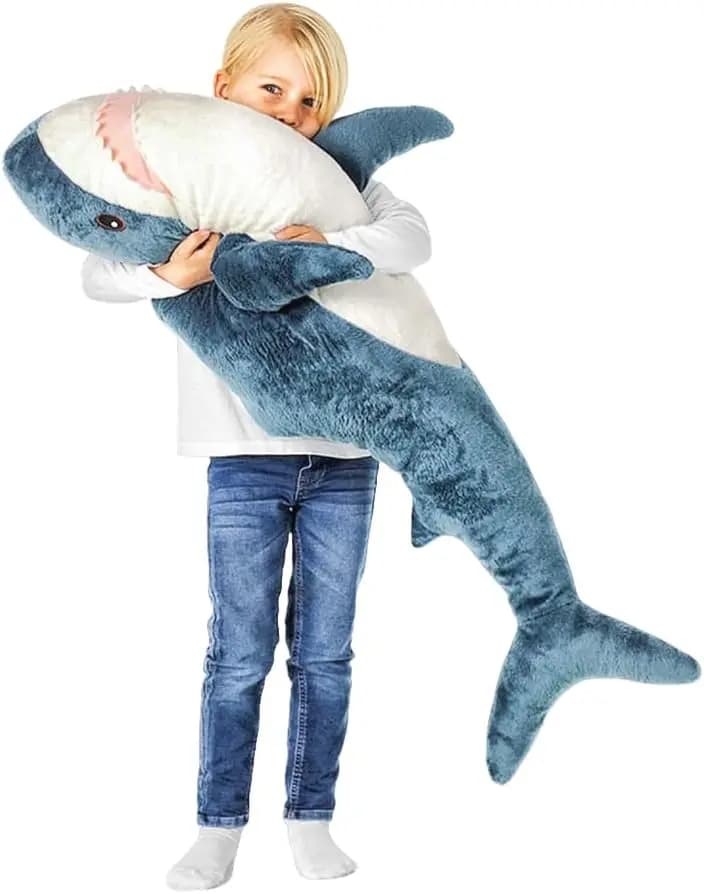 Peluche Gigante a Forma di Squalo da 100 cm, Morbido Cuscino Imbottito, Regalo per Bambini, Decorazione per la Casa