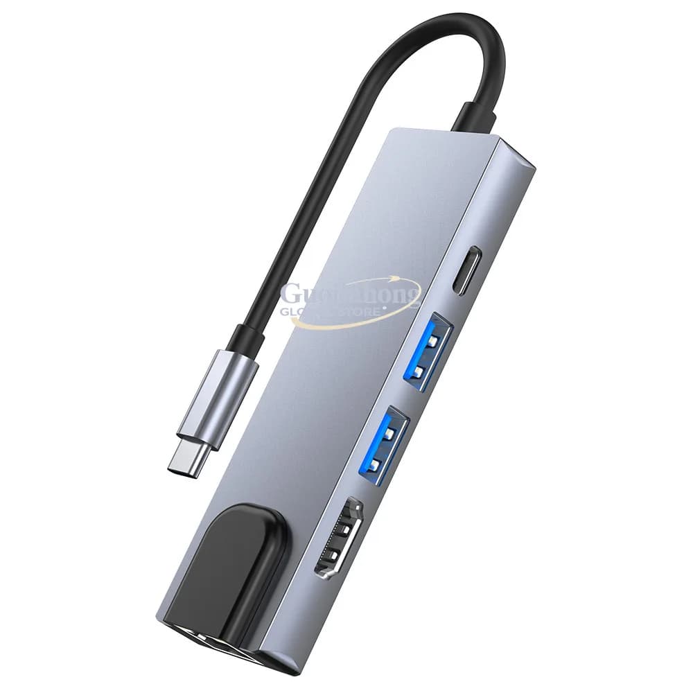 Docking Station USB-C Multifunzione 5-in-1 per Proiezione Schermo Smartphone e Hub di Connessione Transfrontaliero