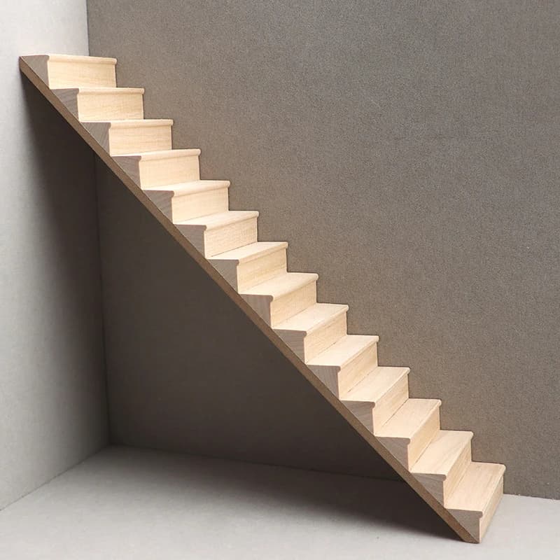 Scala in Miniatura per Casa delle Bambole 1:12 in Legno, Accessorio Decorativo Senza Corrimano