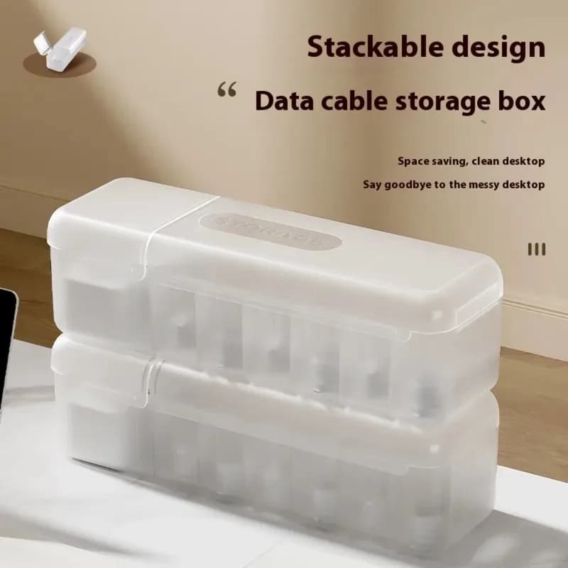 New Cable Storage Box Organizer Charger Cord Storage Box Data Earphone Large Capacity Thickened Compartment Storage Box with Lid