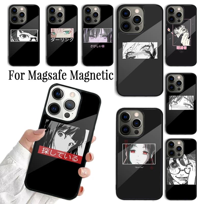 Cover per iPhone con design estetico anime giapponese per iPhone 17 AIR 16 15 14 13 12 11 Pro Max Plus, custodia magnetica wireless Magsafe