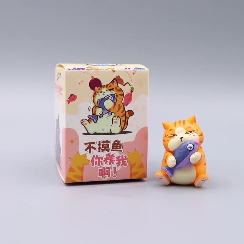 New Products In Stock No Fish You Keep Me Blind Box Fish Cat White Cat Orange Cat Trendy Toy Toy Car Decoration Ornament