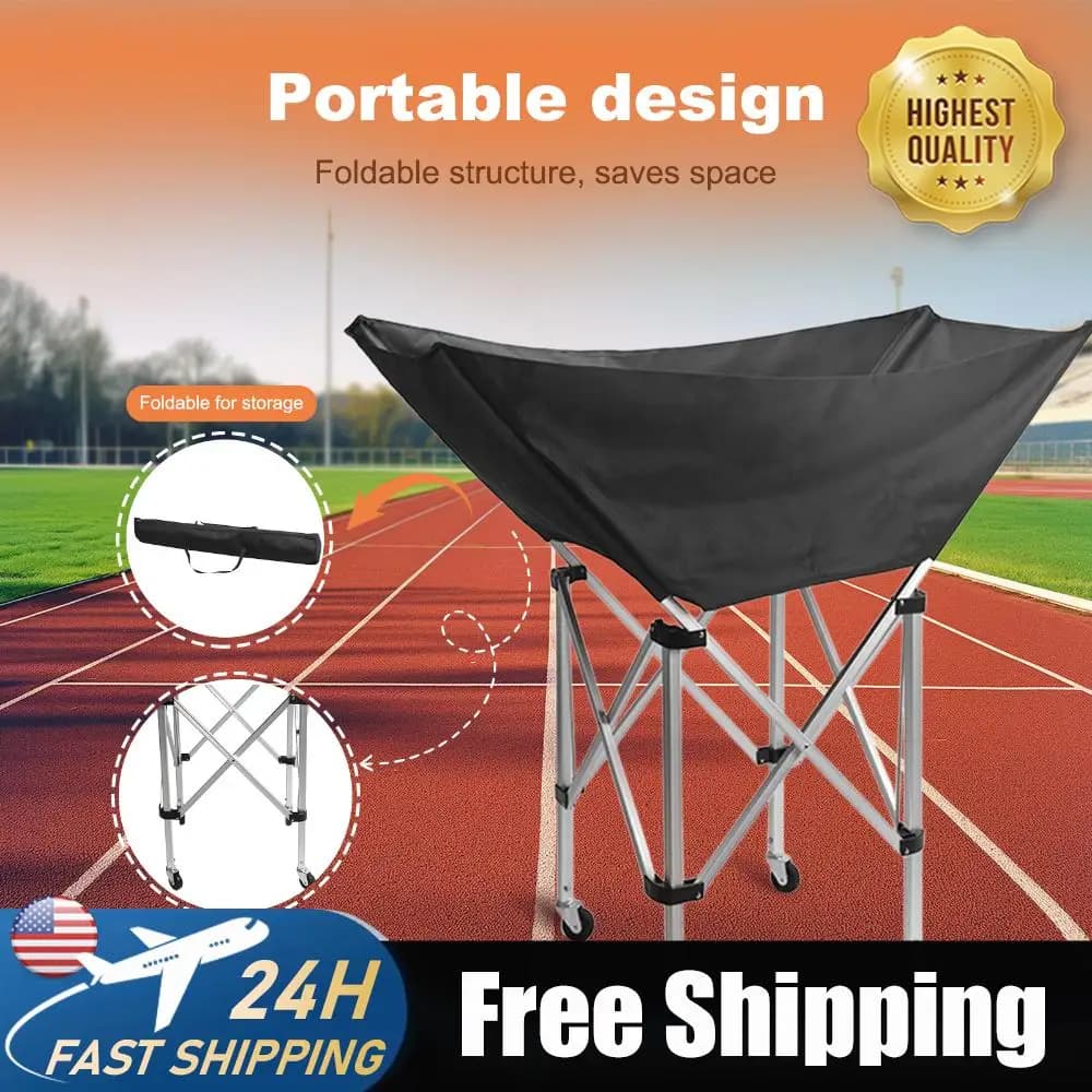 Folding Trolley for Volleyball and Basketball Balls with Wheels, Trolley with Wheels for Volleyball and Basketball