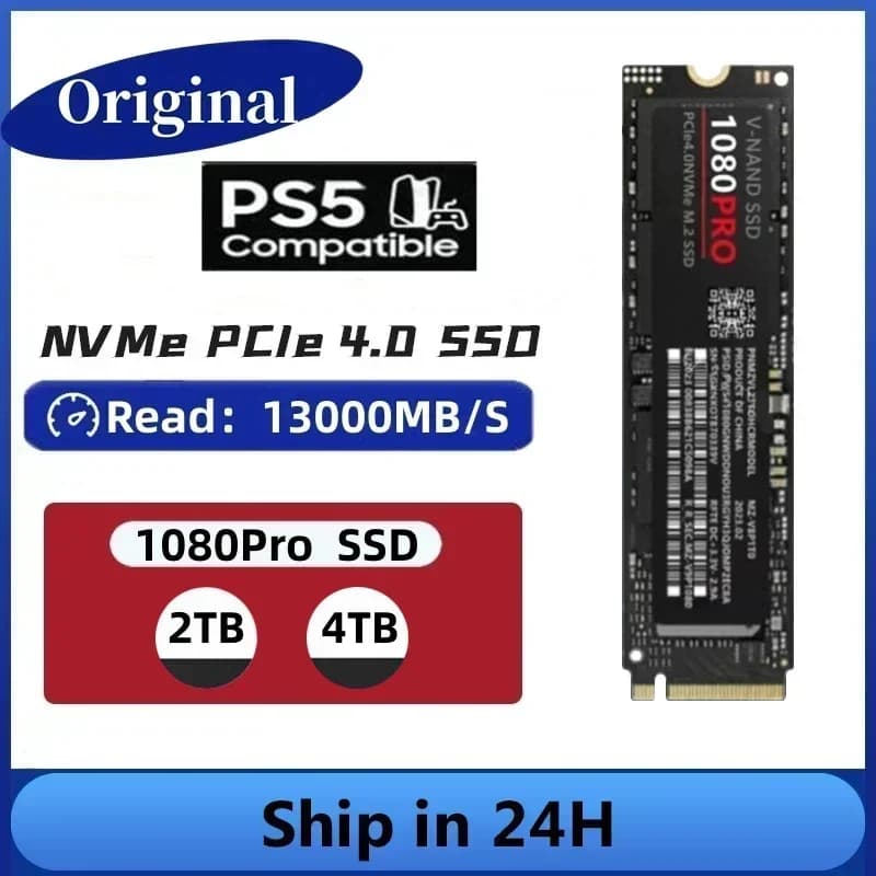 1080Pro M2 NVMe SSD 2026 New Arrival PCIe 4.0 2280 NGFF With Heat Sink Large Capacity Internal Disk for Desktop Laptop Ga