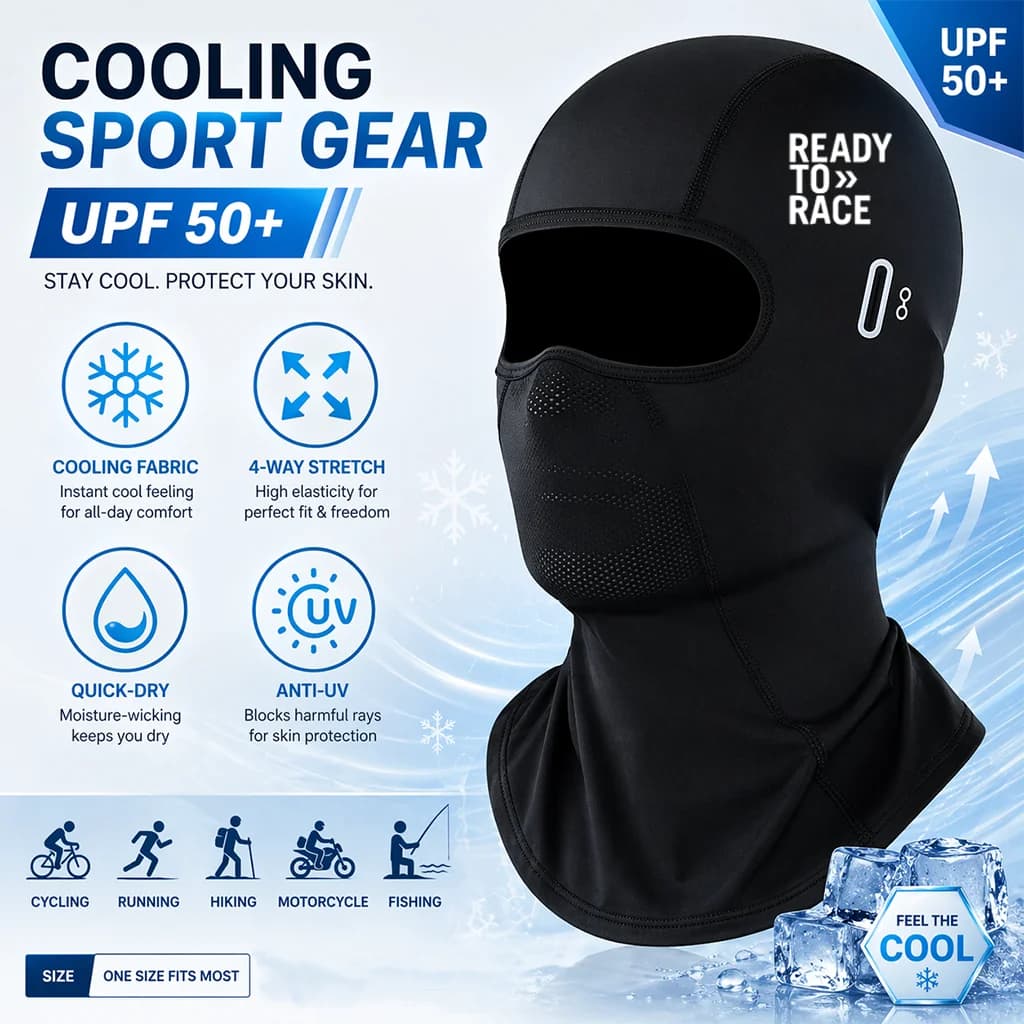 Unisex Quick-Drying Motorcycle Balaclava with UV Protection Breathable Face Hole Ski Mask Warm Winter Motorcyclist Gear